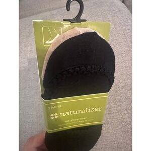 Naturalizer No Show Liner Socks 3 Pairs Black Combo Shoe Size 6-10.5 One Size